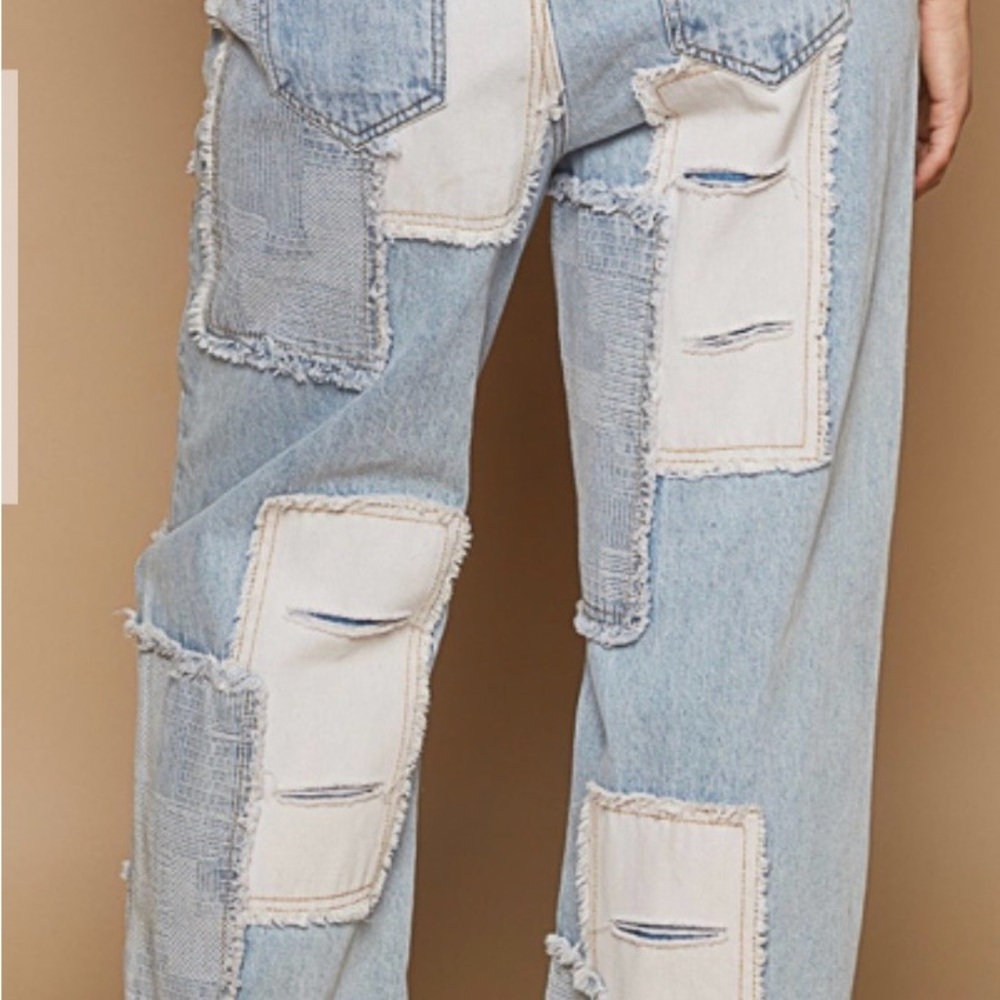 POL Light Blue Patchwork Boyfriend Jeans - Picture 3 of 3